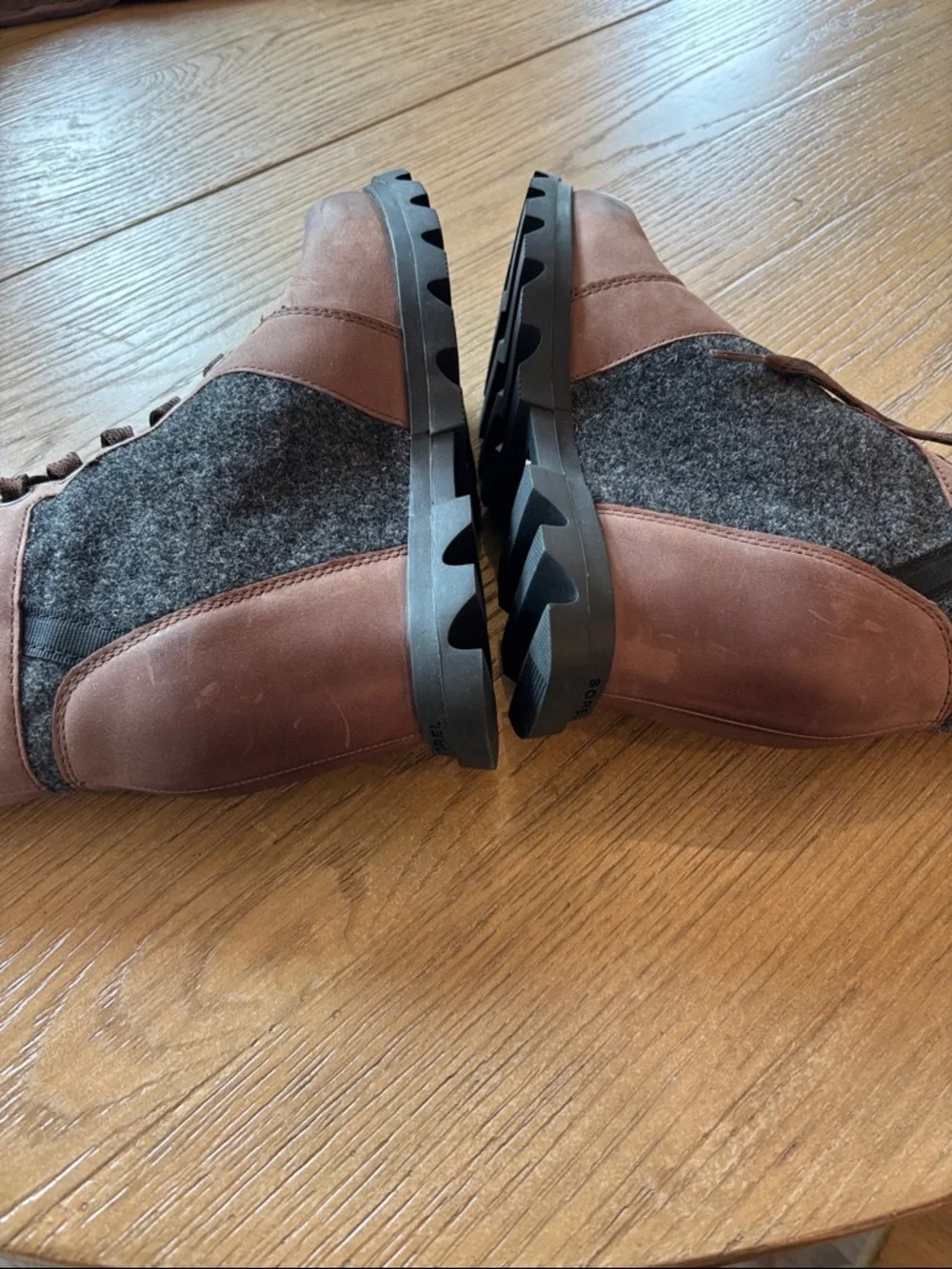Women's Brown Lace-Up Wedge Ankle Boots - Picture 4 of 7